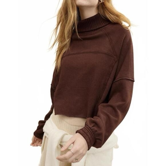 aerie Tops - Aerie New Heights Turtle Neck Sweatshirt Canyon Sun Brown size Large